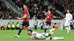 Aston Villa berhasil memetik kemenangan 1-0 atas Lille pada laga leg pertama 16 besar Liga Europa di Decathlon Arena - Stade Pierre-Mauroy, Jumat (13/03/2026) dini hari WIB. (AFP/Sameer AL-DOUMY)