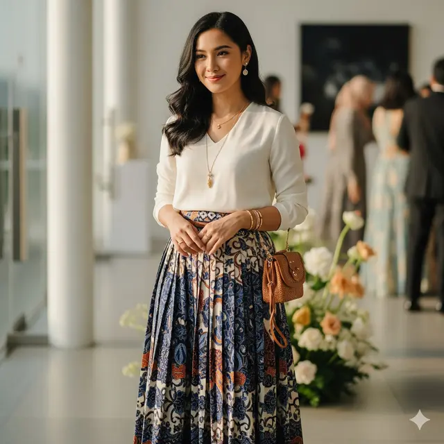 Rok Batik Lipit Lebar Gaya Gypsy