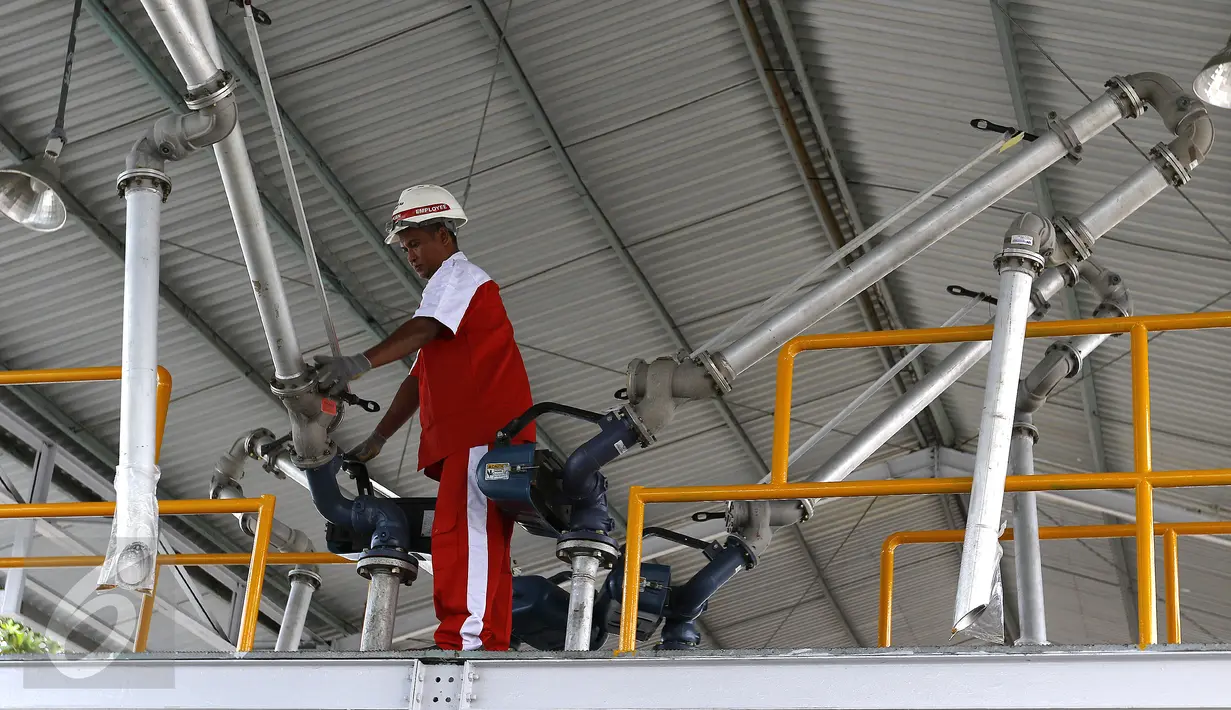 Suasana aktivitas di Terminal Suplay Point (TSP) dan Distribusi Pelumas Pertamina di Batakan, Kalimantan Timur, Minggu (20/9/2015). TSP ini mampu menampung sebanyak 8.000 drum dan 820.000 Liter pelumas.(Liputan6.com/Yoppy Renato)
