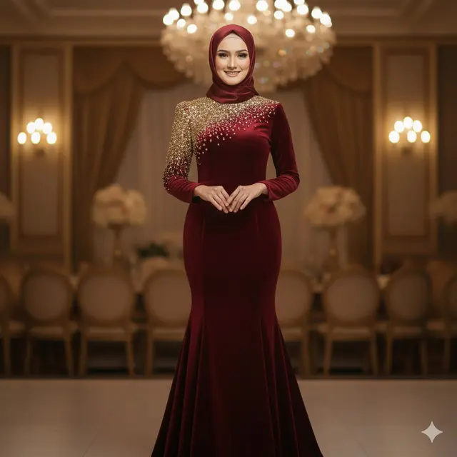 Model Gamis Duyung (Mermaid) Payet Pundak (Gemini AI)