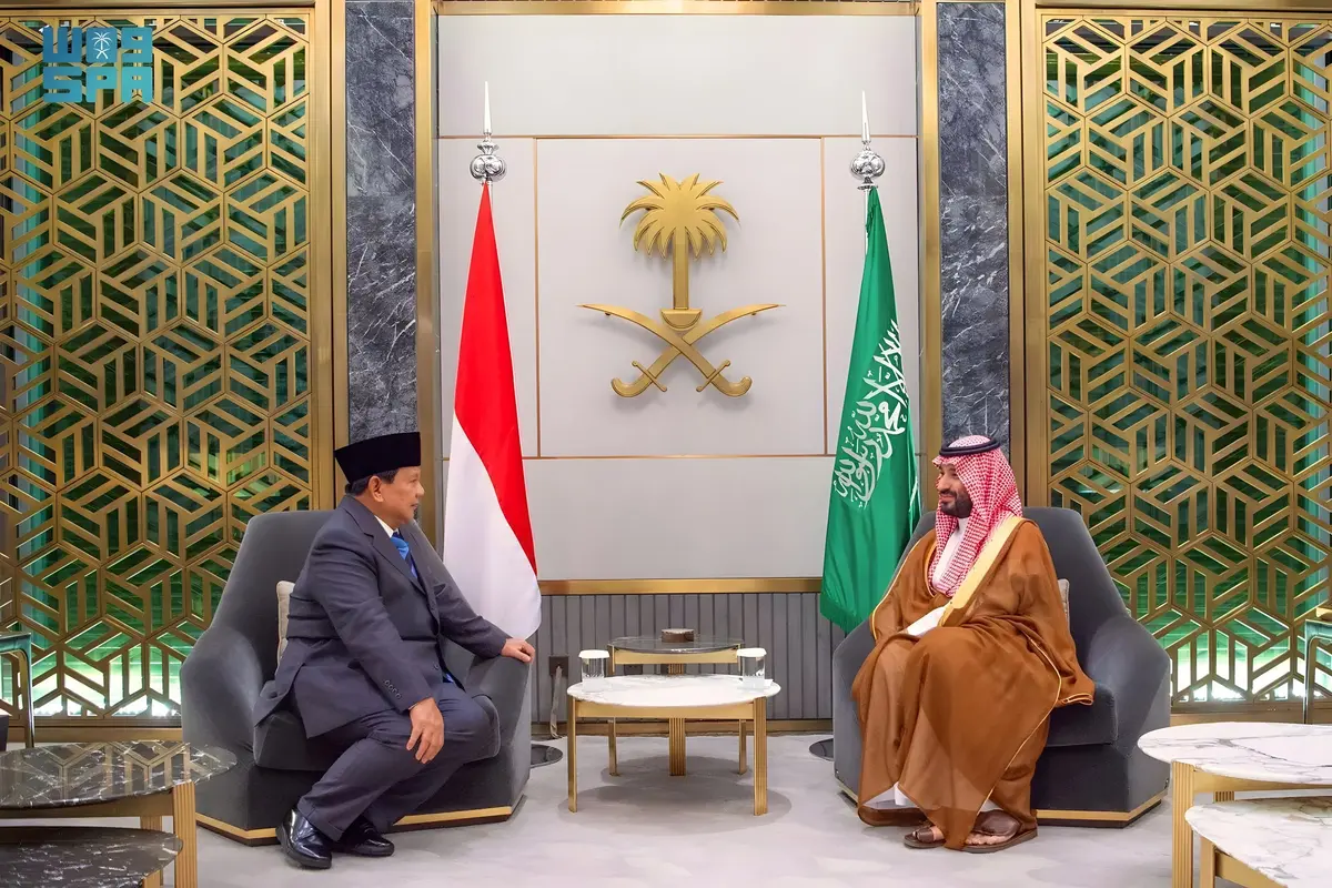 Prabowo Subianto bertemu dengan Putra Mahkota dan Perdana Menteri Arab Saudi Muhammad bin Salman (MBS) bin Abdulaziz Al Saud di Jeddah, Arab Saudi, Rabu 12 Juni 2024.