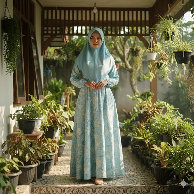 Gamis Batik Pastel Motif Lembut