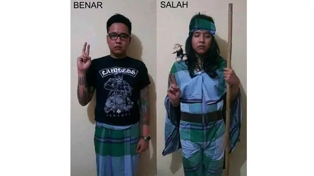 Cara pakai sarung kocak (Sumber: Instagram/awreceh.id)