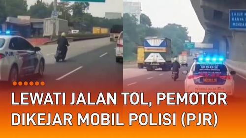 VIDEO: Lewati Jalan Tol, Pemotor Dikejar Mobil Polisi Jalan Raya (PJR)