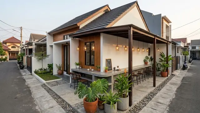 Teras Memanjang Ala Kafe Minimalis