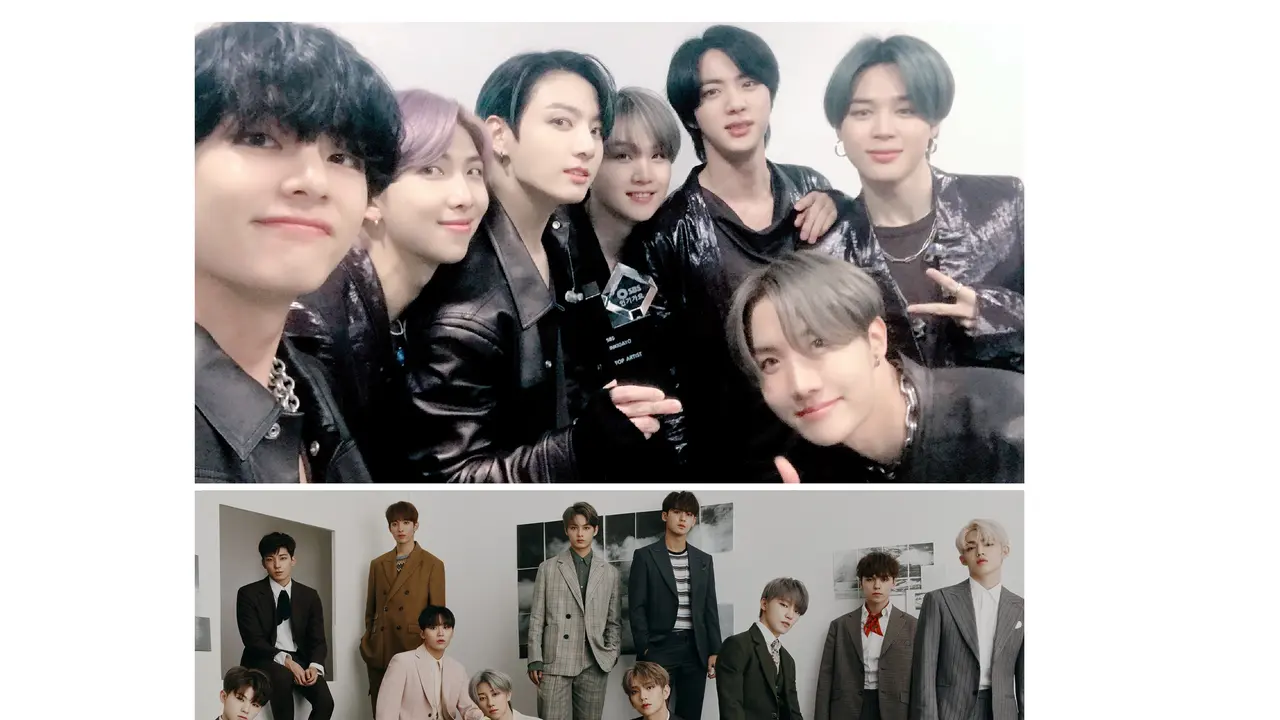 BTS dan Seventeen (Twitter/ bts_bighit Pledis Entertainment via Soompi)