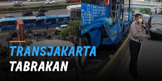 VIDEO: Viral Dua Unit Bus TransJakarta Tabrakan di Jalan MT Haryono