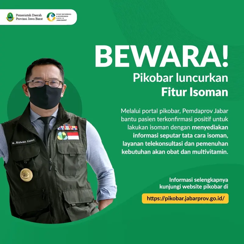 Portal Pikobar Besutan Pemprov Jabar Luncurkan Fitur Isoman