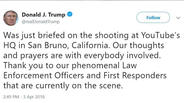 Donald Trump juga menyatakan bela sungkawa (credit: twitter.com/realDonaldTrump)