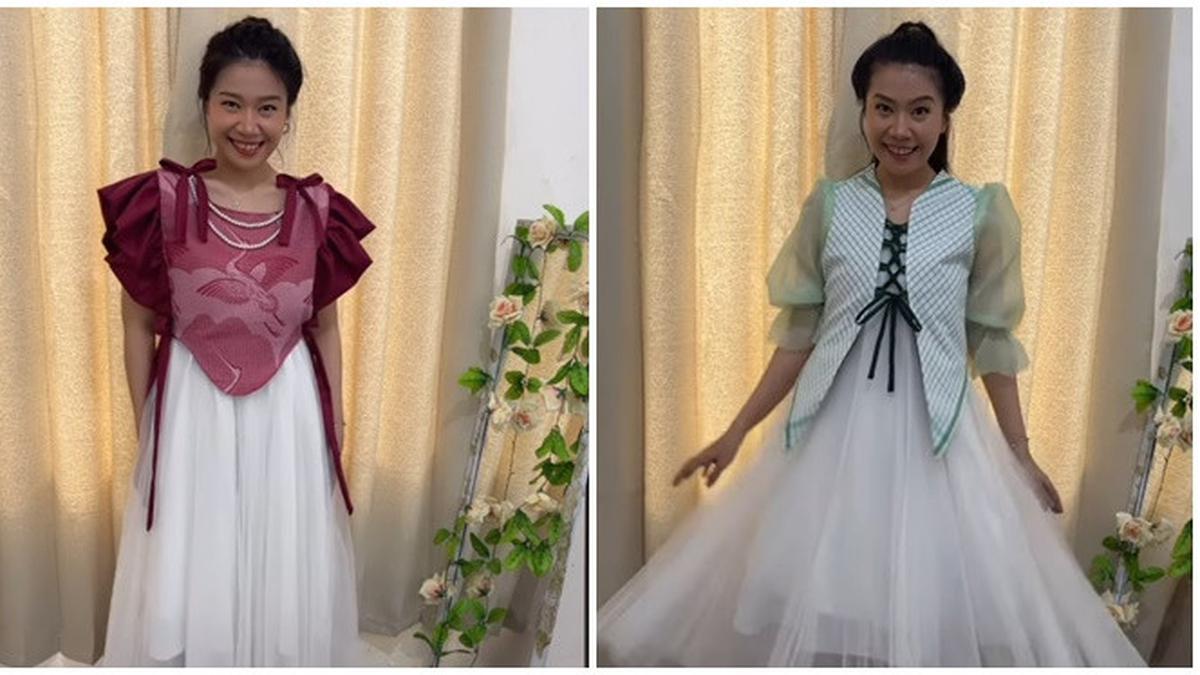 Wanita Ini Bikin Baju dari Gorden hingga Serbet, Penampilannya Unik dan Tetap Stylish