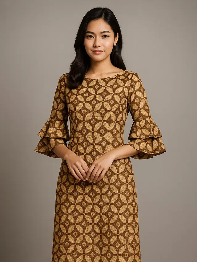 7 Model Baju Batik Lengan Lonceng Dua Tingkat Motif Kawung Modern, Anggun dan Elegan Dipakai ke Acara Resmi
