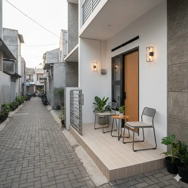 Model Teras Rumah di Gang Sempit