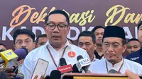 Paslon nomor urut 01 Ridwan Kamil - Suswono meminta para pendukungnya di Pilkada Jakarta 2024 agar menjauhi menyebarkan berita bohong alias hoaks. (Liputan6.com/Winda Nelfira)