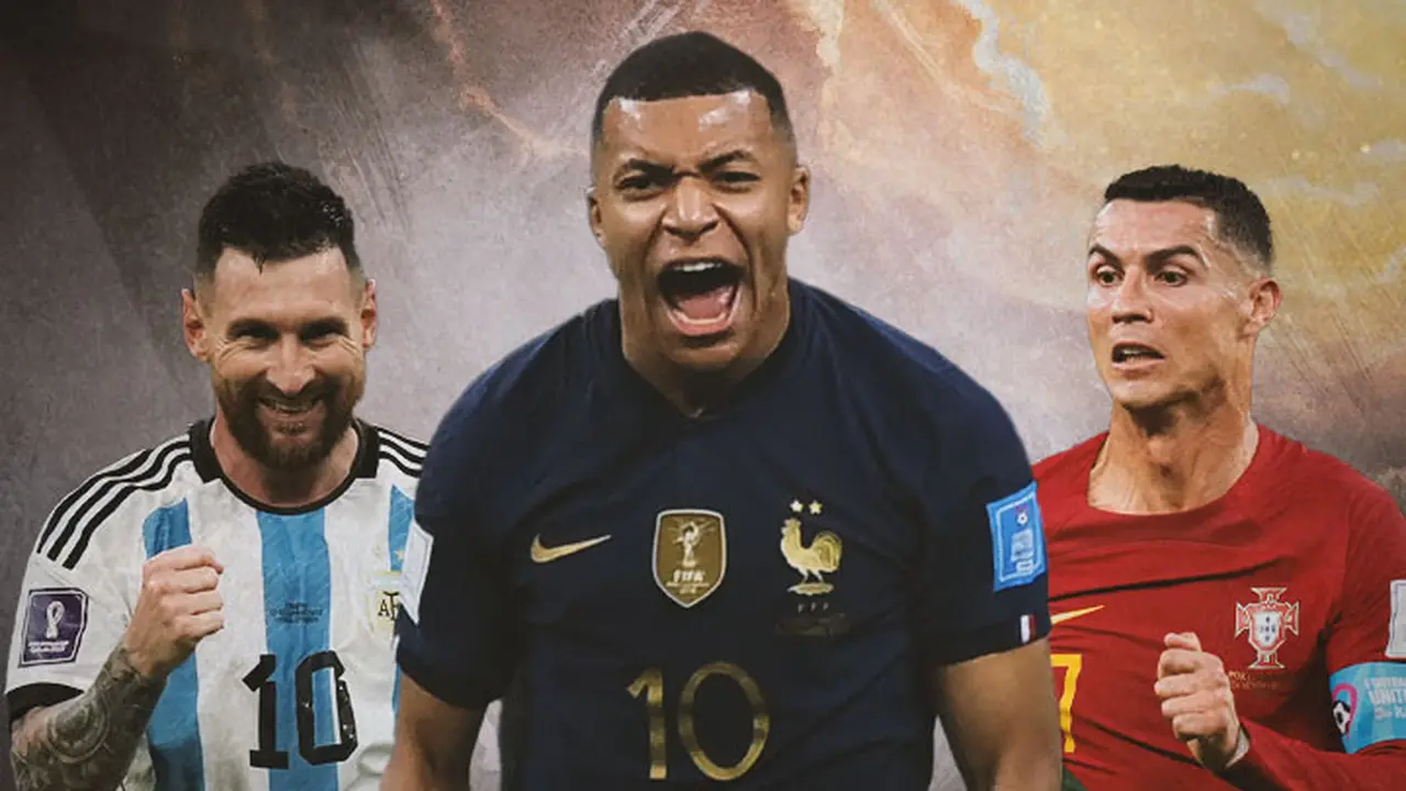 Ilustrasi - Lionel Messi, Kylian Mbappe, Cristiano Ronaldo