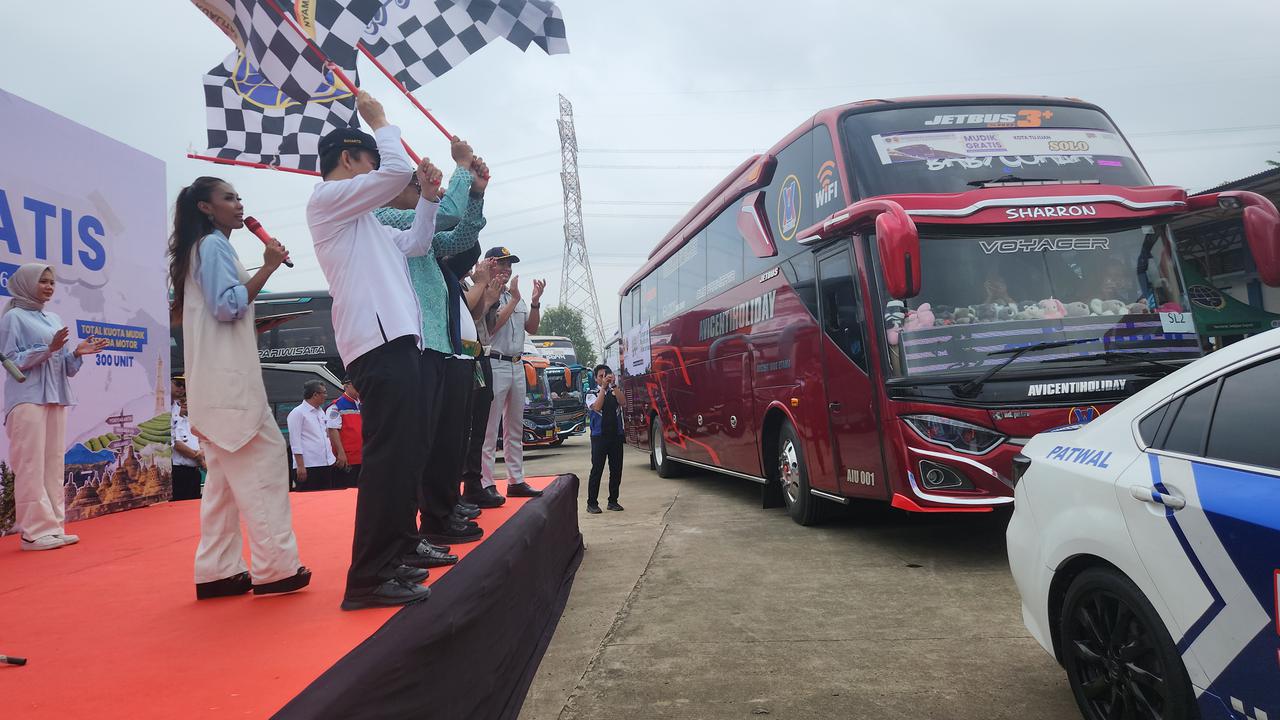 Ribuan pemudik gratis telah diberangkatkan dari Terminal Jatijajar Depok.