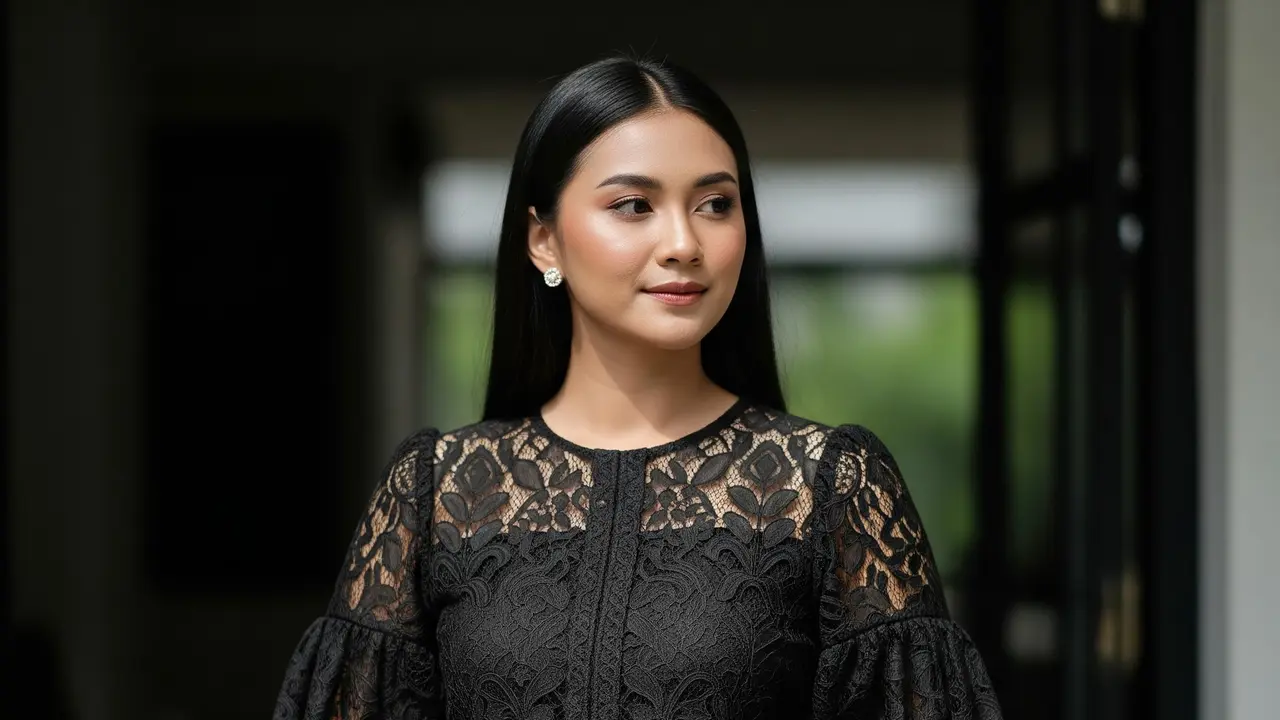 9 Model Atasan Brokat Warna Hitam Elegan, Gaya Klasik Modern
