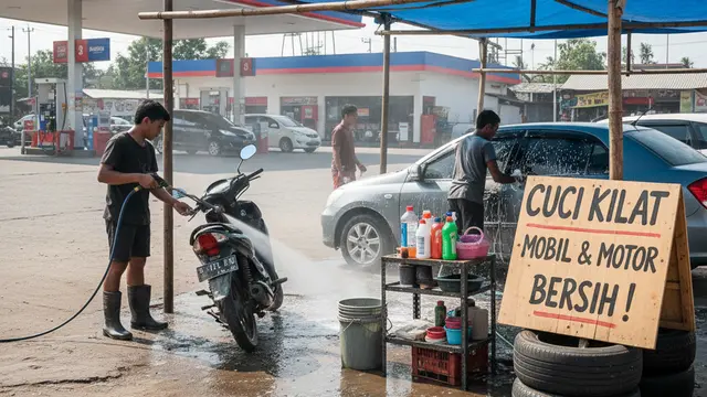 Ide Usaha Modal Kecil di Dekat SPBU (Foto: Gemini AI)