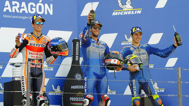 Alex Rins Juara, Alex Marquez Tampil Mengesankan di MotoGP Aragon