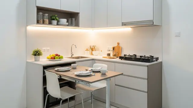 Kitchen Set Multifungsi dengan Meja Lipat