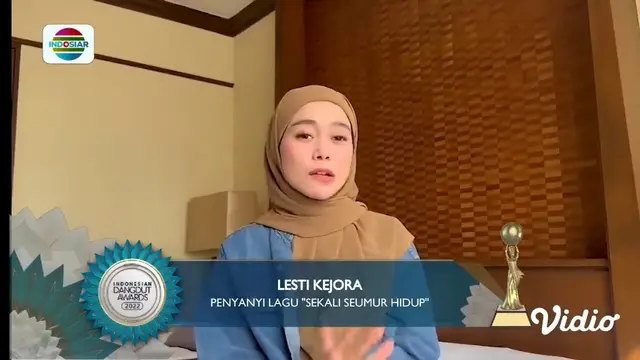 Lesti Kejora menang piala Indonesian Dangdut Awards 2022 (Foto: Indosiar via Youtube)