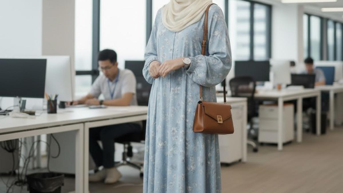 Aksesori dan Hijab yang Cocok dengan Gamis Kantor, Padu Padan Outfit Anti Gagal