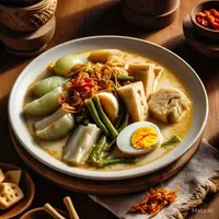 Resep lontong sayur Betawi untuk menu Lebaran (Ilustrasi dibuat AI)