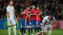 Pemain Tim nasional Spanyol merayakan gol ke gawang Makedonia dalam laga lanjutan Grup G Kualifikasi Piala Dunia 2018 di Estadio Nuevo Los Carmenes, Sabtu (12/11/2016) waktu setempat. (AFP/Jorge Guerrero)