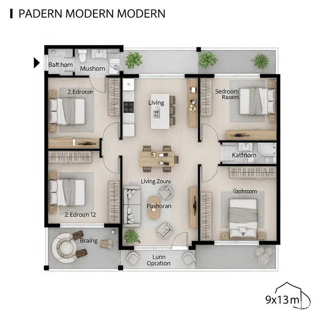 8 Model Denah Rumah Sederhana Kamar 4 Terbaru yang Efisien dan Fungsional