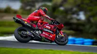 Aksi pembalap Ducati Lenovo Team Francesco Bagnaia di MotoGP Australia 2023.