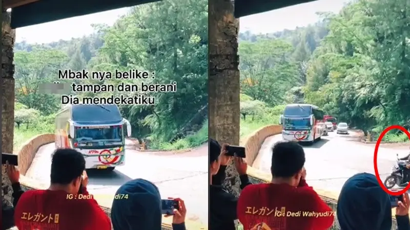 Papasan dengan Bus di Sitinjau Lauik, Aksi Pemotor Wanita Ini Viral