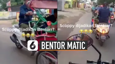 Video kocak motor matic dijadikan bentor viral di media sosial.