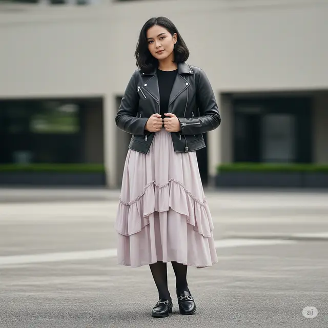 Padu padan atasan dengan rok rampel (Image by GeminiAI)