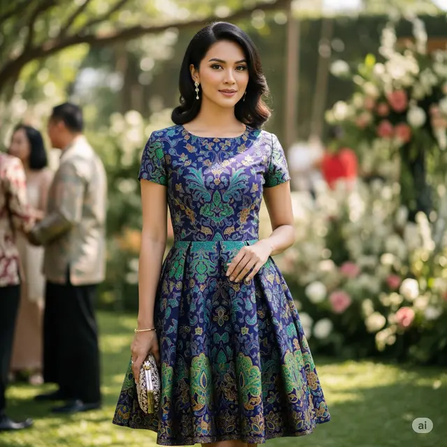 Fit and Flare Dress Batik Satin