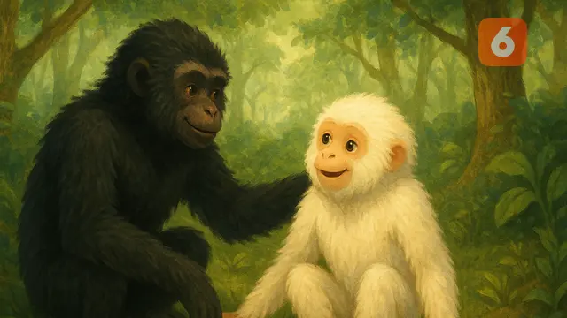 Ilustrasi Cerita Rakyat Pendek: Siamang Putih (generated with AI)