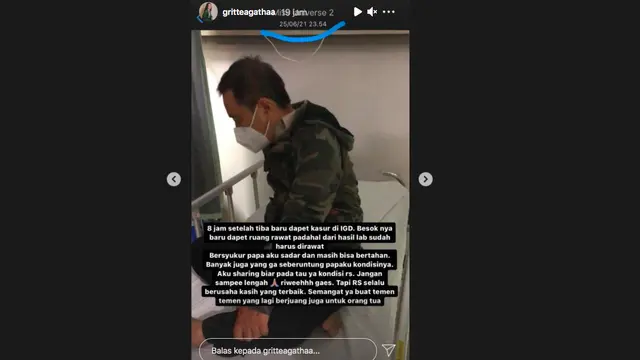 Gritte Agatha Curhat Kesulitan Cari IGD untuk Ayahnya yang Positif Covid-19. (instagram/gritteagathaa)
