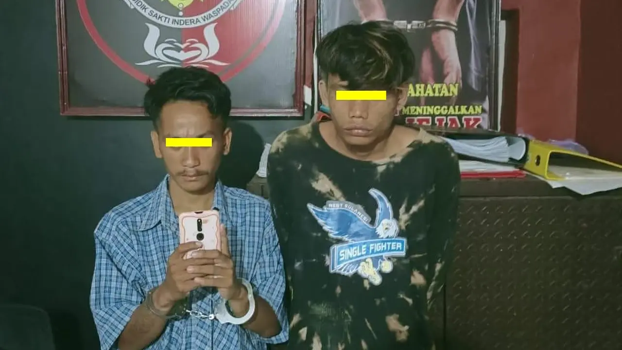 Dua residivis mencuri ponsel relawan gempa Sulbar. (Foto: Liputan6.com/Abdul Rajab Umar)