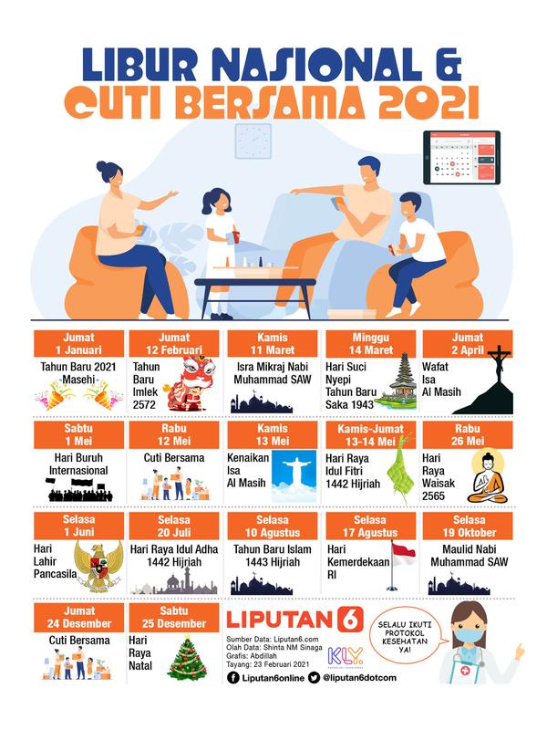 Infografis Libur Nasional dan Cuti Bersama 2021 (Liputan6.com/Abdillah)