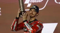 Francesco Bagnaia memetik hasil maksimal dalam persaingan perebutan juara dunia usai rebut posisi dua di MotoGP Qatar (AFP)
