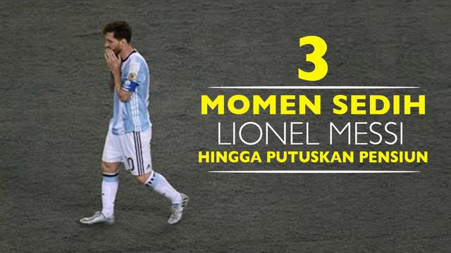 Video momen pertandingan final 3 tahun terakhir buat Lionel Messi putuskan untuk pensiun dini dari Timnas Argentina.