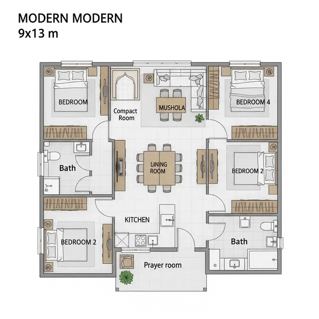 8 Model Denah Rumah Sederhana Kamar 4 Terbaru yang Efisien dan Fungsional