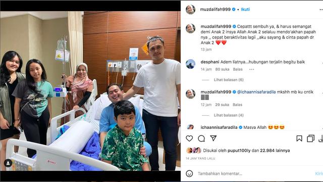 Muzdalifah Ajak Suami dan Anak-Anak Jenguk Nassar di Rumah Sakit, Captionnya Bikin Sejuk. (instagram.com/muzdalifah999)