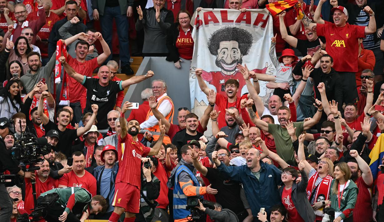 Kisah Mohamed Salah dan Liverpool akan berakhir pada akhir musim ini. Salah memutuskan untuk meninggalkan Anfield pada bursa transfer musim panas mendatang. (AFP/Paul Ellis)