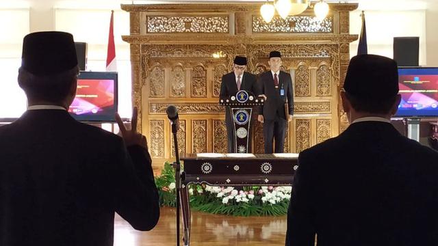 Kementerian Hukum dan HAM melantik Komisioner Lembaga Manajemen Kolektif Nasional (LMKN) bidang lagu dan musik periode 2019-2024.