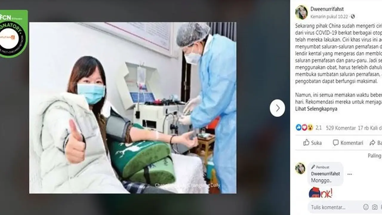 Gambar Tangkapan Layar Kabar Hoaks Tentang Virus Corona