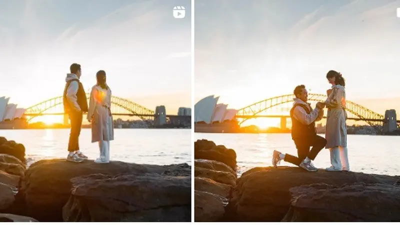 Anthony Sinisuka Ginting Melamar Mitzi Abigail dengan Latar Gedung Opera Sydney Australia (Foto: instagram sinisukaanthony)