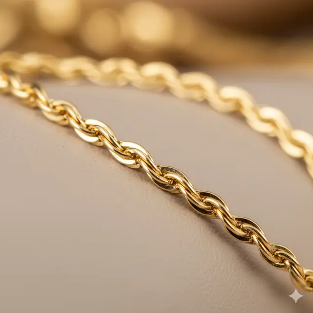 6. Gelang Rope Chain Tipis dengan Tekstur Halus