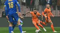 Pertandingan antara Bosnia melawan Belanda di Stadion Bilino Polje pada ajang Nations League hari Rabu (20/11/2024) dini hari WIB. (Elvis BARUKCIC / AFP)