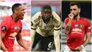 Manchester United memiliki catatan sebagai salah satu klub top dalam bursa transfer pembelian pemain di kompetisi Premier League. Berikut 7 pembelian termahal sepanjang sejarah Manchester United. (kolase foto AFP)