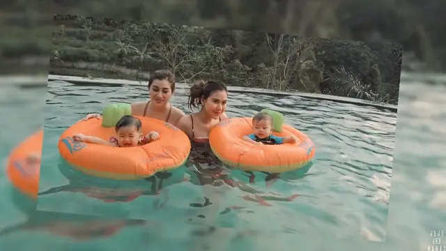 7 Momen Liburan Syahnaz Sadiqah dan Anak Kembarnya Renang di puncak