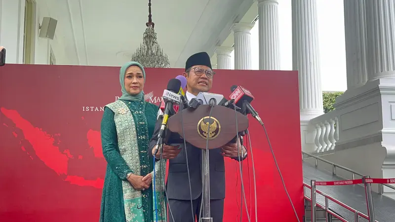 Menteri Koordinator Pemberdayaan Masyarakat Abdul Muhaimin Iskandar (Cak Imin) di Istana Kepresidenan usai pelantikan, (Senin 21/10/2024)